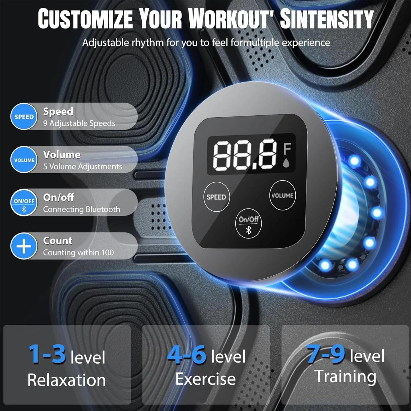 Upgraded Adult Smart Music Boxing Machine, Boxing Music Fitness Machine with Smart Display and Boxing Gloves, Smart Boxing Machine Wall-Mounted Music for Home and Gym (Black)