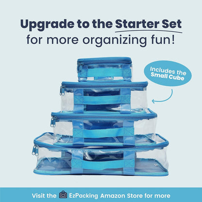 Small Clear Travel Packing Cube/See through PVC Plastic Pouch for Carry on Suitcase, Backpack or Diaper Bag/Transparent Multipurpose Accessories, Makeup & Underwear Organizer W/Handle (Black)