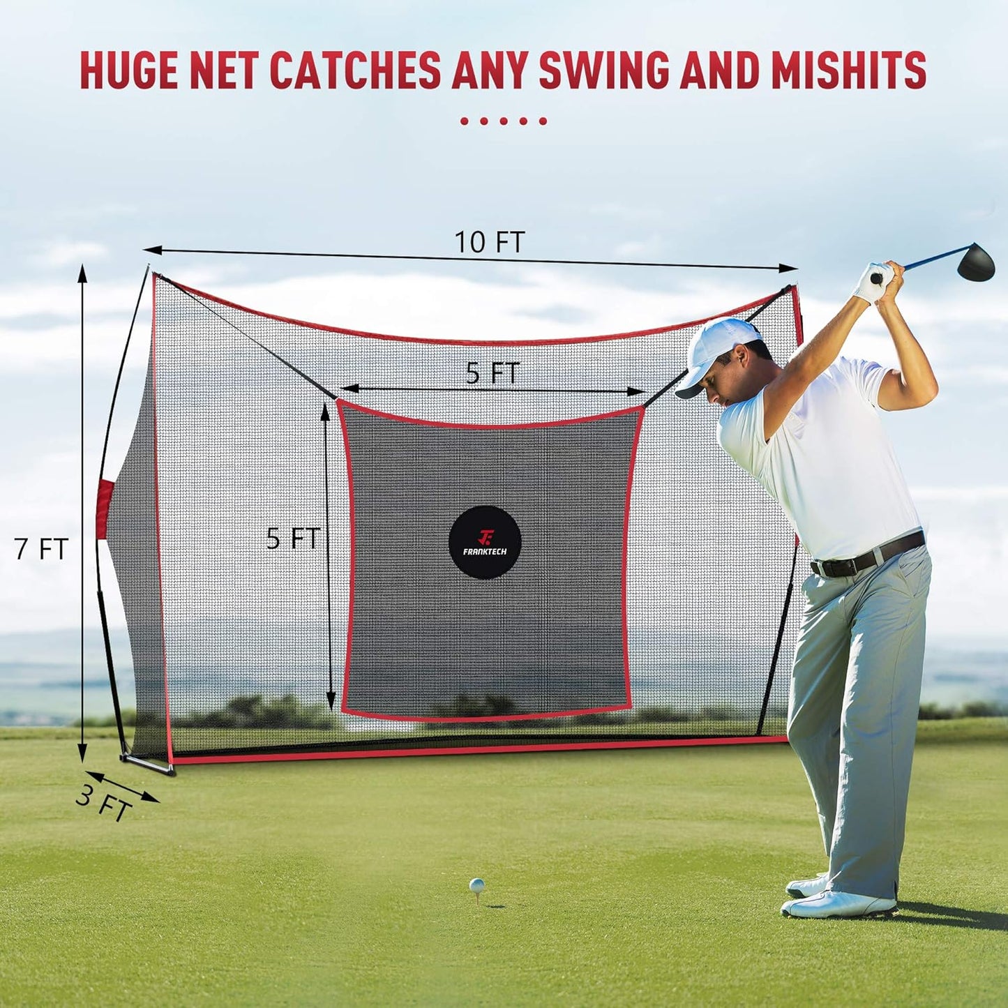Golf Practice Net - Heavy Duty Driving Range Net with High Impact Chipping Target, Include Carry Bag and Golf Balls for Indoor Outdoor