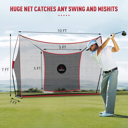 Golf Practice Net - Heavy Duty Driving Range Net with High Impact Chipping Target, Include Carry Bag and Golf Balls for Indoor Outdoor