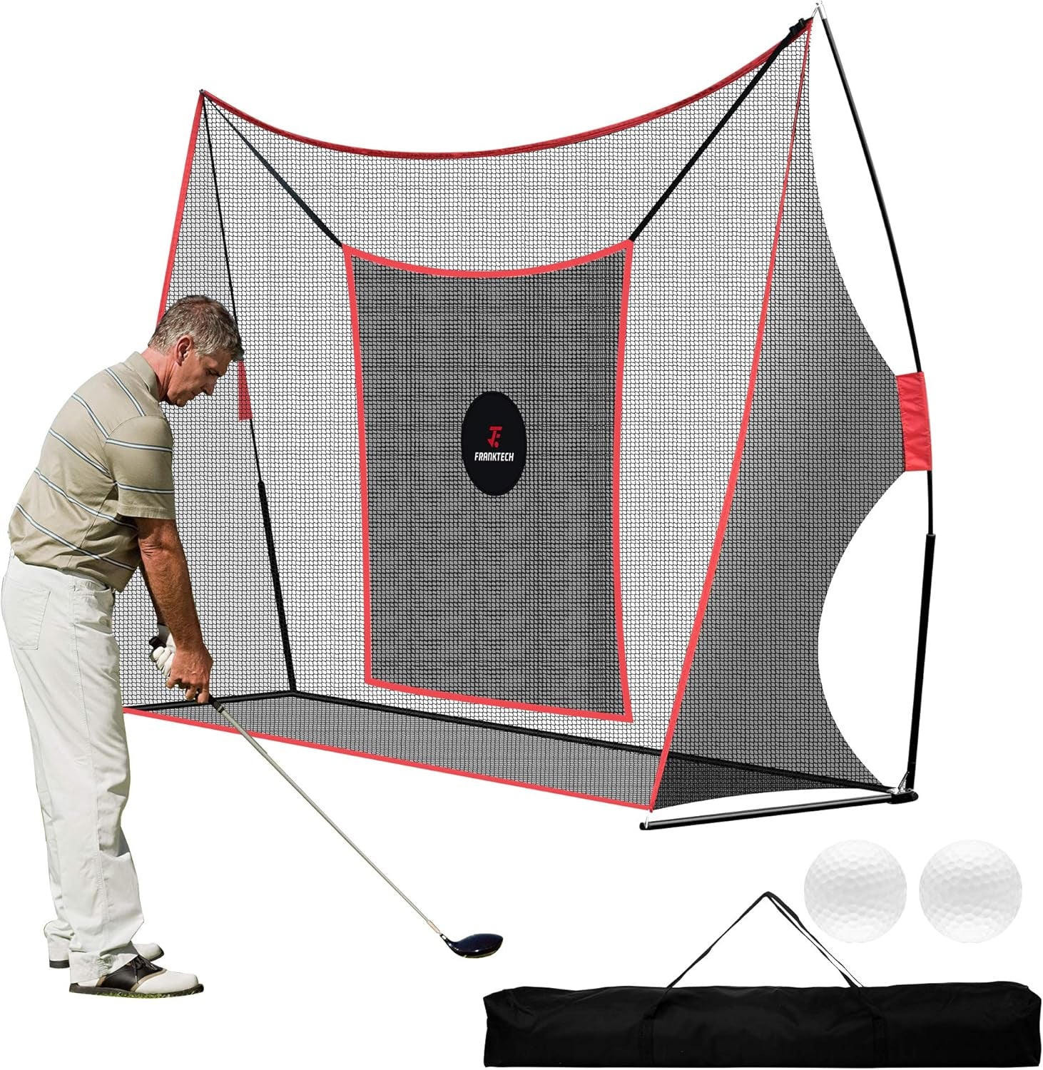 Golf Practice Net - Heavy Duty Driving Range Net with High Impact Chipping Target, Include Carry Bag and Golf Balls for Indoor Outdoor
