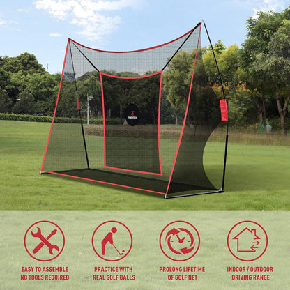 Golf Practice Net - Heavy Duty Driving Range Net with High Impact Chipping Target, Include Carry Bag and Golf Balls for Indoor Outdoor